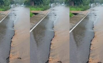 കനത്ത മഴ : കാസര്കോട് 50 മീറ്ററോളം നീളത്തില് റോഡ് വിണ്ടുകീറി