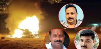 ബി.ജെ.പി നേതാവ് ഉൾപ്പെടെ മൂന്ന് പേരെ കാറിനുള്ളിലിട്ട് തീകൊളുത്തി കൊലപ്പെടുത്തി , നാലുപേർ അറസ്റ്റിൽ