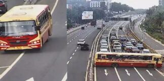 ഫാസ്ടാഗിൽ പണമില്ല ; ടോൾ പ്ലാസയിൽ നിന്ന് വൺവേ തെറ്റിച്ച് കെഎസ്ആർടിസിയുടെ ‘അപകടയാത്ര’