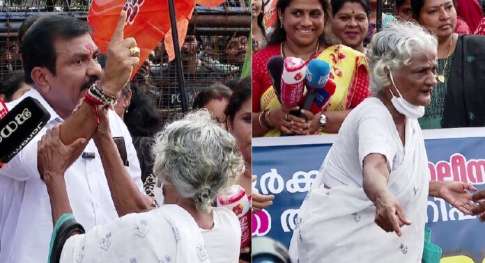 ബിജെപി കൗൺസിലർമാരുടെ പ്രതിഷേധത്തിനിടെ പ്രതികരിച്ച് വഴിയാത്രക്കാരിയായ വായോധിക ബിജെപി കൗൺസിലർമാരുടെ പ്രതിഷേധത്തിനിടെ പ്രതികരിച്ച് വഴിയാത്രക്കാരിയായ വായോധിക