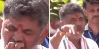 കർണാടക മുഖ്യമന്ത്രി ഡി കെ ശിവകുമാർ താൻ കടിച്ച ആപ്പിൾ അണികൾക്ക് നേരെ എറിഞ്ഞുകൊടുത്ത സംഭവത്തിൽ വിവാദം കനക്കുന്നു