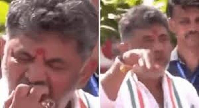 കർണാടക മുഖ്യമന്ത്രി ഡി കെ ശിവകുമാർ താൻ കടിച്ച ആപ്പിൾ അണികൾക്ക് നേരെ എറിഞ്ഞുകൊടുത്ത സംഭവത്തിൽ വിവാദം കനക്കുന്നു കർണാടക മുഖ്യമന്ത്രി ഡി കെ ശിവകുമാർ താൻ കടിച്ച ആപ്പിൾ അണികൾക്ക് നേരെ എറിഞ്ഞുകൊടുത്ത സംഭവത്തിൽ വിവാദം കനക്കുന്നു