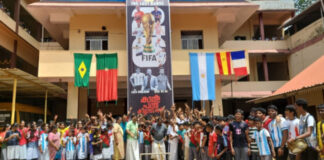 ലഹരിക്കെതിരെ ഗോൾ വർഷവുമായി ഓമല്ലൂര് ആര്യഭാരതി ഹൈസ്കൂള്