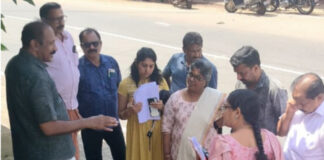 പന്തളം – മാവേലിക്കര റോഡിലെ അശാസ്ത്രീയ നിർമ്മാണം ; പൊതുമരാമത്ത് വകുപ്പ് വിജിലൻസ് വിഭാഗവും ഉന്നത ഉദ്യോഗസ്ഥരും പരിശോധന നടത്തി