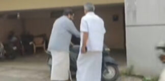 രമേശ് ചെന്നിത്തലയെ കാണാന് ഹെല്മെറ്റില്ലാതെ സ്കൂട്ടറിലെത്തി കടകംപള്ളി സുരേന്ദ്രന്