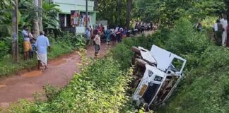 നെയ്യാറ്റിൻകരയിൽ സ്കൂൾ വാൻ തോട്ടിലേക്ക് മറിഞ്ഞു ; 5 കുട്ടികൾക്ക് പരിക്ക്