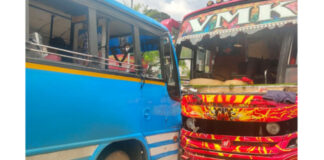 കോന്നി ചൈനാമുക്കില് ബസുകള് കൂട്ടിയിടിച്ച് അപകടം ; രണ്ട് പേര്ക്ക് പരിക്ക്
