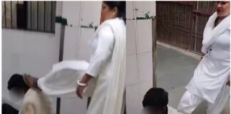 യുപിയിലെ ആശുപത്രിയിൽ രോഗിക്ക് മർദനം ; ദൃശ്യങ്ങൾ പ്രചരിച്ചതോടെ ജീവനക്കാരിക്ക് സസ്പെൻഷൻ