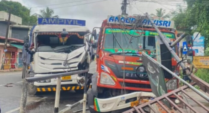 അടൂര് വടക്കേടത്ത്കാവില് ചരക്ക് ലോറികള് കൂട്ടിയിടിച്ചു അടൂര് വടക്കേടത്ത്കാവില് ചരക്ക് ലോറികള് കൂട്ടിയിടിച്ചു