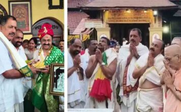 കൊല്ലൂർ മൂകാംബിക ക്ഷേത്രത്തിൽ ദർശനം നടത്തി മുഖ്യമന്ത്രി വി ഡി സതീശൻ
