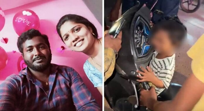 മൂന്ന് വയസ്സുള്ള കുട്ടിയെ പാലത്തിന് മുകളിലെ സ്കൂട്ടറിലിരുത്തി മാതാപിതാക്കൾ ജീവനൊടുക്കി മൂന്ന് വയസ്സുള്ള കുട്ടിയെ പാലത്തിന് മുകളിലെ സ്കൂട്ടറിലിരുത്തി മാതാപിതാക്കൾ ജീവനൊടുക്കി