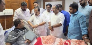 അബിൻ വർക്കി എം.എൽ.എയെ സന്ദർശിച്ച് രമേശ് ചെന്നിത്തലയും എ.പി അനിൽകുമാറും