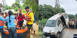 വെള്ളം കയറിയ റോഡ് മുറിച്ചുകടക്കാൻ ശ്രമിക്കുന്നതിനിടെ വാഹനം ഒഴുക്കിൽപ്പെട്ട് അപകടം ; മധ്യപ്രദേശിൽ കുടുംബത്തിലെ 9 പേർക്ക് ദാരുണാന്ത്യം