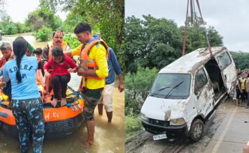 വെള്ളം കയറിയ റോഡ് മുറിച്ചുകടക്കാൻ ശ്രമിക്കുന്നതിനിടെ വാഹനം ഒഴുക്കിൽപ്പെട്ട് അപകടം ; മധ്യപ്രദേശിൽ കുടുംബത്തിലെ 9 പേർക്ക് ദാരുണാന്ത്യം