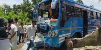 കൊട്ടാരക്കരയിൽ സ്വകാര്യ ബസുകൾ കൂട്ടിയിടിച്ച് 40 പേർക്ക് പരിക്ക്