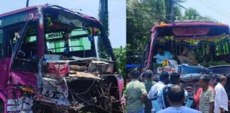 തലശേരിയിൽ ബസുകൾ കൂട്ടിയിടിച്ച് അപകടം ; 70 പേർക്ക് പരിക്ക്