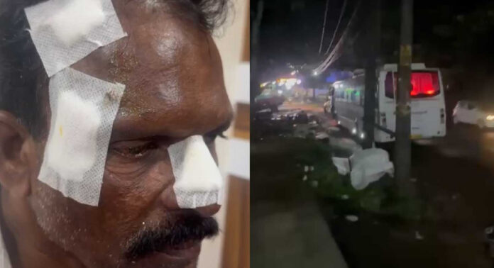 മലപ്പുറത്ത് ടൂറിസ്റ്റ് ബസ് തടഞ്ഞുനിർത്തി ഡ്രൈവറെ ഹെൽമറ്റ് കൊണ്ട് തലക്കടിച്ച് ബൈക്ക് യാത്രികന് മലപ്പുറത്ത് ടൂറിസ്റ്റ് ബസ് തടഞ്ഞുനിർത്തി ഡ്രൈവറെ ഹെൽമറ്റ് കൊണ്ട് തലക്കടിച്ച് ബൈക്ക് യാത്രികന്