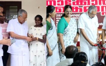 ‘ദേവഭവന’ത്തിന്റെ താക്കോല് കൈമാറി പിണറായി വിജയന്