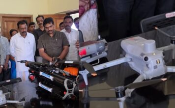 ഫിഷറീസ് വകുപ്പിന് പുതിയ ഡ്രോൺ , പഠിക്കാൻ മന്ത്രിയും സംഘവും വിഴിഞ്ഞത്ത്