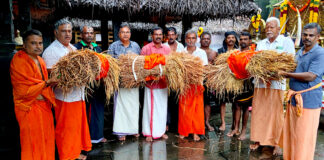 നിറപുത്തരി രഥഘോഷയാത്രയ്ക്ക് ശ്രീ കല്ലേലി ഊരാളി അപ്പൂപ്പൻ കാവിൽ ആചാരപൂർവ്വമായ വരവേൽപ്പ് നൽകി