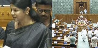 ലോക്സഭാ സ്പീക്കർ നടത്തിയ ചായ സത്ക്കാരത്തിൽ പങ്കെടുത്ത് ഡിഎംകെ എംപി കനിമൊഴി