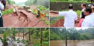 കണ്ണൂരിൽ ശക്തമായ മഴ ; ദേശീയ പാതയുടെ സംരക്ഷണ ഭിത്തി ഇടിഞ്ഞു