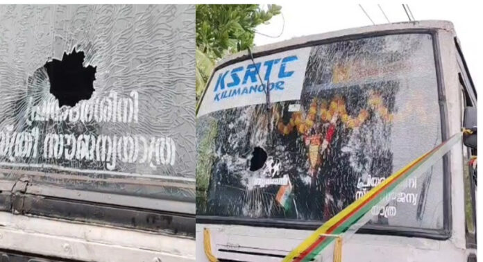 തിരുവനന്തപുരത്ത് കെഎസ്ആർടിസി ബസുകൾക്ക് നേരെ ആക്രമണം ; ചില്ലുകൾ തകർത്തു തിരുവനന്തപുരത്ത് കെഎസ്ആർടിസി ബസുകൾക്ക് നേരെ ആക്രമണം ; ചില്ലുകൾ തകർത്തു