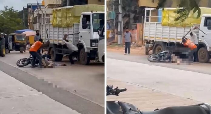 കർണാടകയിൽ നടുറോഡിൽ ജനങ്ങളെ സാക്ഷിയാക്കി 40 കാരനെ ക്രൂരമായി വെട്ടിക്കൊലപ്പെടുത്തി കർണാടകയിൽ നടുറോഡിൽ ജനങ്ങളെ സാക്ഷിയാക്കി 40 കാരനെ ക്രൂരമായി വെട്ടിക്കൊലപ്പെടുത്തി