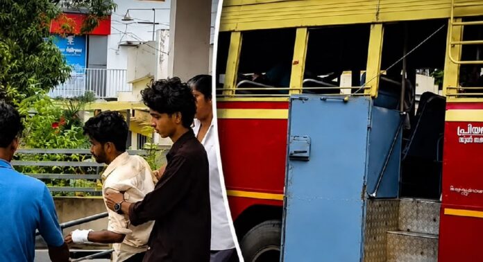 പ്രിയദർശിനി ബസിൽ നിന്നും പുറത്തേക്ക് തെറിച്ചുവീണു ; പത്തൊൻപതുകാരന് ഗുരുതര പരിക്ക് പ്രിയദർശിനി ബസിൽ നിന്നും പുറത്തേക്ക് തെറിച്ചുവീണു ; പത്തൊൻപതുകാരന് ഗുരുതര പരിക്ക്
