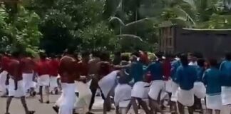ഡ്രസ് കോഡിനെ ചൊല്ലി തർക്കം ; വിദ്യാർത്ഥികൾ തമ്മിൽ തെരുവിൽ