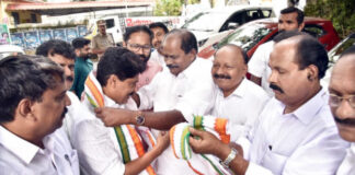കൃഷി വകുപ്പ് മന്ത്രി ടി.സിദ്ധിക്കിന് പത്തനംതിട്ട ഡി.സി.സി യിൽ സ്വീകരണം നല്കി