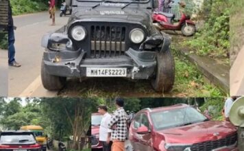 മദ്യപിച്ച് ലക്കുകെട്ട് ഥാറുമായി റോഡിലേക്കിറങ്ങി, ഇടിച്ചത് രണ്ട് വാഹനങ്ങളിൽ, യുവാവ് പിടിയിൽ