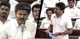 കാവേരി നദീജല വിഷയത്തിൽ നിയമസഭയിൽ മുഖ്യമന്ത്രി വിജയും പ്രതിപക്ഷ നേതാവ് ഉദയനിധിയും തമ്മിൽ രൂക്ഷമായ വാക്പോര്