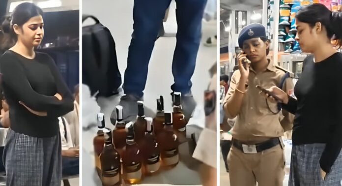 ടിക്കറ്റില്ലാതെ യാത്ര ; ട്രെയിനിലെ ഫസ്റ്റ് എ.സി കോച്ചിൽ 75 ലിറ്റർ വിദേശമദ്യവുമായി യുവതി പിടിയിൽ ടിക്കറ്റില്ലാതെ യാത്ര ; ട്രെയിനിലെ ഫസ്റ്റ് എ.സി കോച്ചിൽ 75 ലിറ്റർ വിദേശമദ്യവുമായി യുവതി പിടിയിൽ