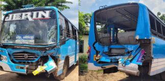 സ്വകാര്യ ബസുകൾ കൂട്ടിയിടിച്ച് അപകടം ; 15ഓളം പേർക്ക് പരിക്ക്