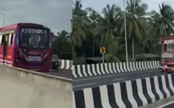 ദേശീയപാതയില് തെറ്റായ ദിശയില് സര്വീസ് നടത്തിയ ‘കൃതിക’ ബസിന് വീണ്ടും പിഴയിട്ട് മോട്ടോര് വാഹന വകുപ്പ്
