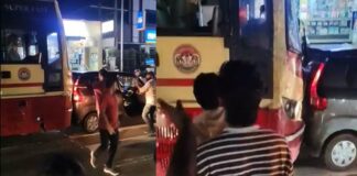 നട്ടാശ്ശേരിയിൽ കെഎസ്ആർടിസി ബസിന് സൈഡ് കൊടുക്കാത്തതിനെ ചൊല്ലി തർക്കം