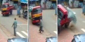 മലപ്പുറത്ത് ലോറി നിയന്ത്രണം വിട്ട് മറിഞ്ഞ് അപകടം